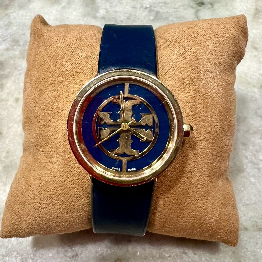 Tory Burch Navy Leather Reva Watch